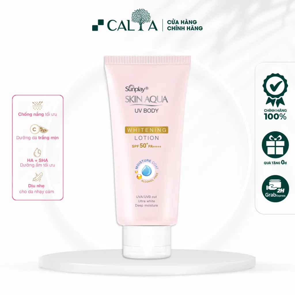 Kem Chống Nắng Sunplay Body Hồng Dưỡng Trắng Skin Aqua UV Body Whitening Lotion PF 50+, PA++++ 150g