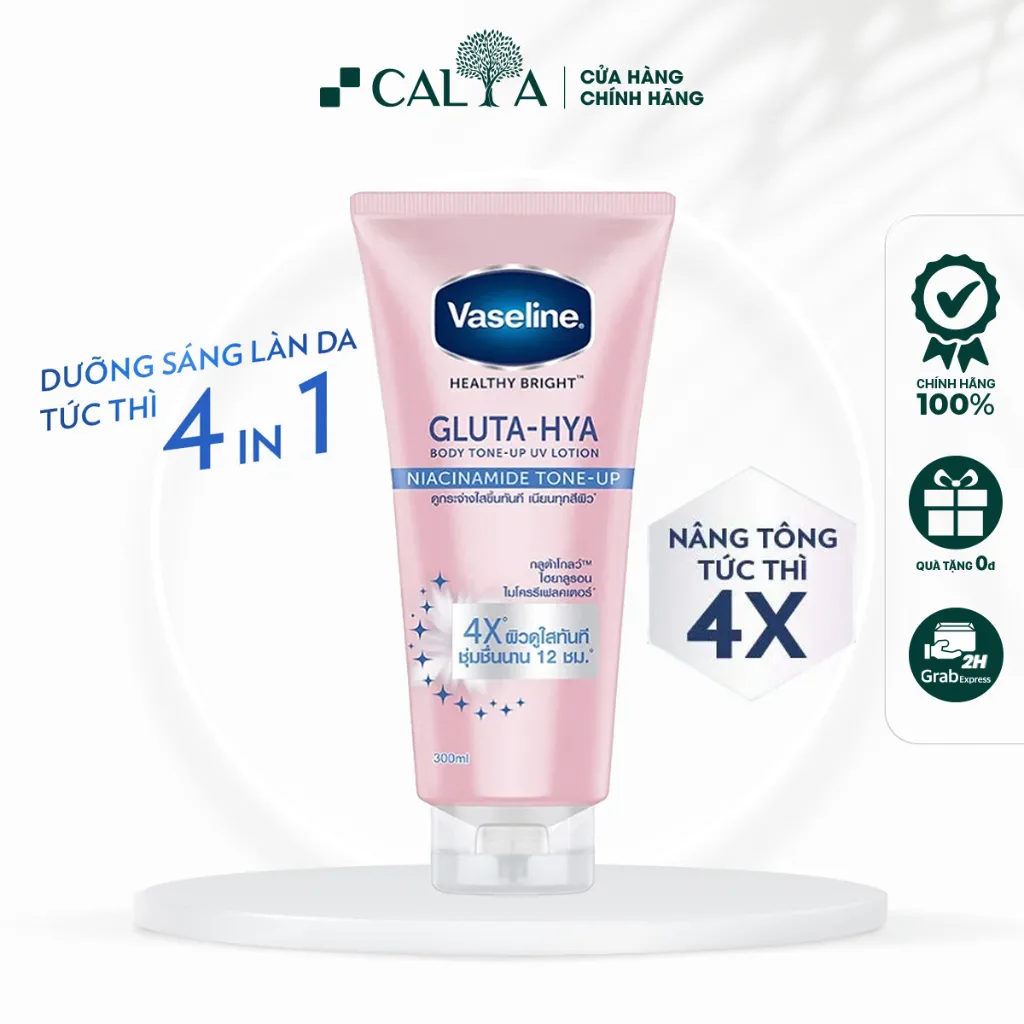 Sữa Dưỡng Thể Vaseline Nâng Tông 4X Gluta-Hya Body Tone-up UV Lotion Niacinamide Tone-Up 300ml