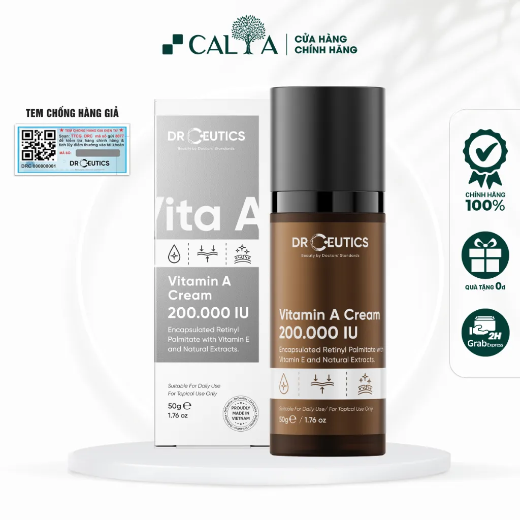 Kem Dưỡng DrCeutics Vitamin A Giúp Trẻ Hóa, Phục Hồi Và Căng Mịn Da 200.000 IU 50g